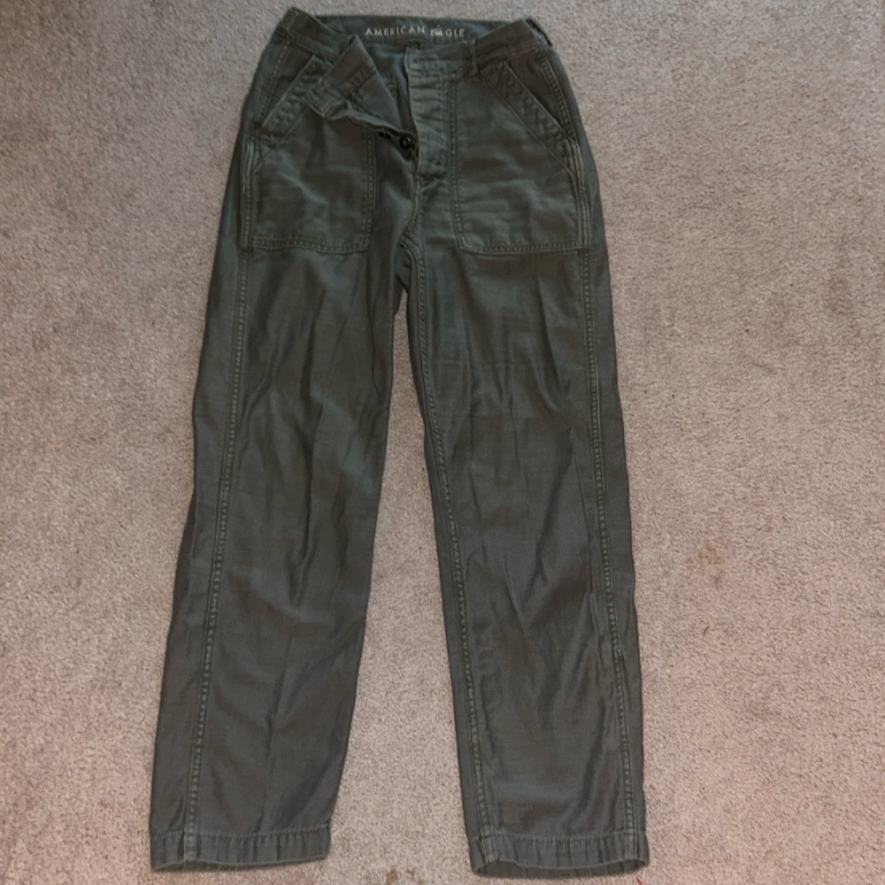 American Eagle army green straight leg jeans
